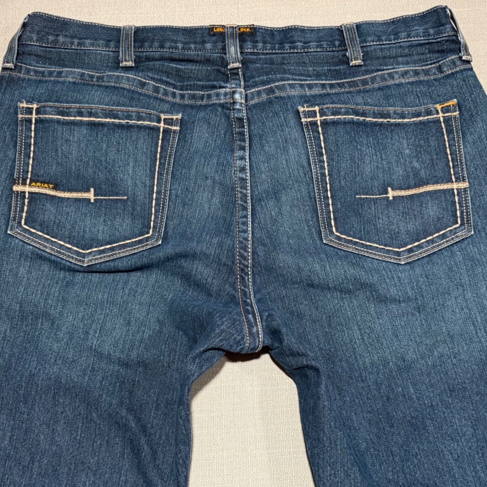 Ariat Rebar M4 Relaxed Boot Jeans Mens 40x34 Medium Wash Western Denim Rodeo - Picture 7 of 11